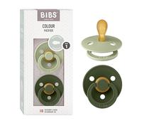 BIBS Colour Dummy, 0-6 Months, 2-Pack, Symmetrical Teat, Sage/Hunter Green