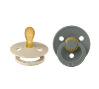 BIBS Colour Dummy, 0-6 Months, 2-Pack, Symmetrical Teat, Vanilla/Pine | Natural Rubber Latex | Size 1 | BPA-Free | Made in Denmark | High Teat Acceptance | Airflow Holes | Comfort Shield