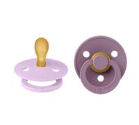 BIBS Colour Dummy, 0-6 Months, 2-Pack, Symmetrical Teat, Violet Sky/Mauve | Natural Rubber Latex | Size 1 | BPA-Free | Made in Denmark | High Teat Acceptance | Airflow Holes | Comfort Shield