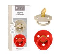 BIBS Colour Dummy, 0-6 Months, 2-Pack, Vanilla/Candy Apple | Anatomical Natural Rubber Teat | Size 1 | BPA-Free | Made in Denmark | High Teat Acceptance | Airflow Holes