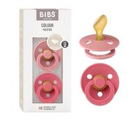 BIBS Colour Dummy, 6-18 Months, 2-Pack, Anatomical Teat, Dusty Pink/Coral | Natural Rubber Latex | Size 2 | BPA-Free | Made in Denmark | High Teat Acceptance | Airflow Holes | Comfort Shield