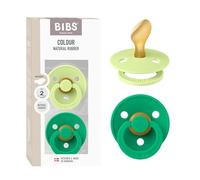BIBS Colour Dummy, 6-18 Months, 2-Pack, Anatomical Teat, Matcha/Cactus | Natural Rubber Latex | Size 2 | BPA-Free | Made in Denmark | High Teat Acceptance | Airflow Holes | Comfort Shield