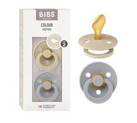 BIBS Colour Dummy, 6-18 Months, 2-Pack, Anatomical Teat, Vanilla/Cloud | Natural Rubber Latex | Size 2 | BPA-Free | Made in Denmark | High Teat Acceptance | Airflow Holes | Comfort Shield