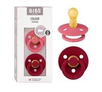BIBS Colour Natural Rubber Size 2: 6+ months dummy Coral / Ruby 2 pc