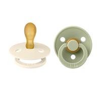 BIBS Colour Dummy, 6-18 Months, 2-Pack, Symmetrical Teat, Ivory/Sage | Natural Rubber Latex | Size 2 | BPA-Free | Made in Denmark | High Teat Acceptance | Airflow Holes | Comfort Shield