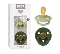 BIBS Colour Dummy, 6-18 months, 2-pack, Symmetrical Teat, Sage/Hunter Green | Natural rubber latex | Size 2 | BPA-free