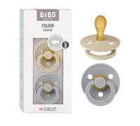 BIBS Colour Dummy, 6-18 Months, 2-Pack, Symmetrical Teat, Vanilla/Cloud | Natural Rubber Latex | Size 2 | BPA-Free | Made in Denmark | High Teat Acceptance | Airflow Holes | Comfort Shield
