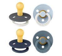 BIBS Colour Glow Dummy, 0-6 Months, 4-Pack, Round Teat, Petrol Mix