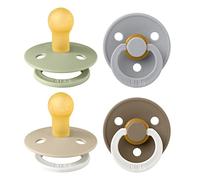 BIBS Colour Glow Dummy, 0-6 Months, 4-Pack, Round Teat, Vanilla Mix