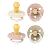 BIBS Colour Glow Dummy, 0-6m, 4-Pack, Ivory/Blush/Blush Glow/Vanilla Glow | Natural Rubber Latex | Size 1 | BPA-Free | Made in Denmark | Glow Handle | High Teat Acceptance | Airflow Holes