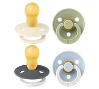 BIBS Colour Glow Dummy, 18-48 Months, 4-Pack, Round Teat, Iron Mix