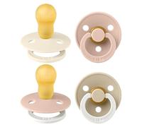 BIBS Colour Glow Dummy, 18-48m, 4-Pack, Ivory/Blush/Blush Glow/Vanilla Glow | Natural Rubber Latex | Size 3 | BPA-Free | Made in Denmark | Glow Handle | High Teat Acceptance | Airflow Holes