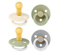 BIBS Colour Glow Dummy, 6-18 Months, 4-Pack, Round Teat, Sage Mix