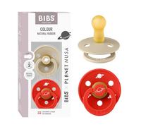 BIBS Colour Planet Nusa Collection Pacifier Soother 2-Pack, BPA Free Dummy, Round Nipple. Natural Rubber Latex, Made in Denmark, Size 2 (6+ Months) Vanilla Mix