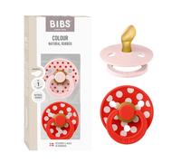 BIBS Colour Polka Dots Dummy, 0-6 Months, 2-Pack, Blossom/Candy Apple