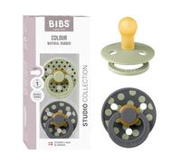 BIBS Colour Polka Dots Dummy, 0-6 Months, 2-Pack, Round Teat, Sage/Iron