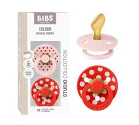 BIBS Colour Polka Dots Dummy, 6-18 Months, 2-Pack, Blossom/Candy Apple