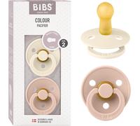 BIBS Colour Soother 2-Pack, BPA Free Dummy Pacifier, Round Nipple. Natural Rubb