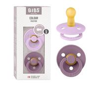 BIBS Colour Soother 2-Pack, BPA Free Dummy Pacifier, Round Nipple. Natural Rubber Latex, Made in Denmark, Size 2 (6-18 Months), Violet Sky/Mauve