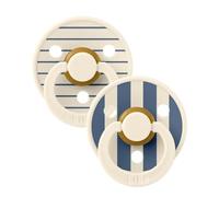 BIBS Colour Studio Dummy, 6-18 months, 2-pack, Pin/Block Ivory/Steel Blue | Round Natural Rubber Teat | Size 2 | BPA-Free | Made in Denmark | High Teat Acceptance | Airflow Holes | Comfort Shield