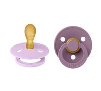 BIBS Colour Symmetrical Soother 2-Pack, BPA Free Dummy Pacifier, Symmetrical Nipple. Natural Rubber Latex, Made in Denmark, Size 2 (6-18 Months), Violet Sky/Mauve