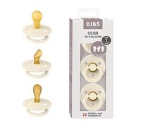 BIBS Colour Try-It Collection: 3 Soothers for Your Baby's Unique Needs, Round, Symmetrical and Orthodontic Nipple. Natural Rubber Latex, 0+ Months (Pack of 3), Ivory