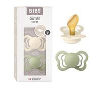 BIBS Couture Soother 2-Pack, BPA Free Dummy Pacifier, Anatomical Nipple. Natural Rubber Latex, Size 2 (6-18 Months), Ivory/Sage