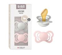 BIBS Couture Soother 2-Pack, BPA Free Dummy Pacifier, Anatomical Nipple. Natural Rubber Latex, Size 2 (6-18 Months), Haze/Blossom