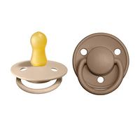 BIBS De Lux Dummies 2-Pack, BPA Free Dummy Pacifier, Round Nipple. Natural Rubber Latex, Size 1 (0-6 Months), Vanilla/Dark Oak