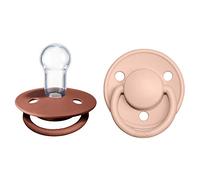 BIBS De Lux Soother 2-Pack, BPA Free Dummy Pacifier, Round Nipple. Silicone, OneSize (0-36 Months), Woodchuck/Blush