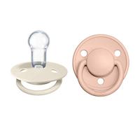 BIBS De Lux Dummy, 0+ Months, 2-Pack, Round Teat, Ivory/Blush