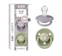 BIBS De Lux 2 Pack BPA Free Cherry Shape Nipple Silicone Pacifier Made in Denmark One Size (0-36 Months), Capel Sage
