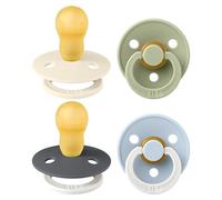 BIBS Dummies Colour 4-Pack, BPA Free Dummy Pacifier, Round Nipple Soothers, Natural Rubber Latex, Made in Denmark. 18+ Months (Pack of 4), Iron Glow Mix