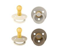 BIBS Dummies Colour 4-Pack, BPA Free Dummy Pacifier, Round Nipple Soothers, Natural Rubber Latex, Made in Denmark, Size 2 (6-18 Months), Vanilla Mix