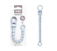 BIBS Dummy Clip Beaded, Baby Blue | Dummy Chain Holder | Fits All BIBS Dummies | Secure One-Handed Attachment | No More Dropped Dummies