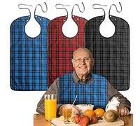Bibs for Adults, Pack of 3 Waterproof Adult Bibs with Press Studs & Mud Flappers, Waterproof Bibs Food Protection for Men Women Elderly and Disabled, Blue + green + red., XL
