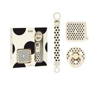 BIBS Gift Set Polka Soothe & Go, with BIBS Studio Polka Dots Colour Soother, Pacifier Box and Pacifier Clip, BPA Free Dummy Pacifier, Round Teat. Natural Rubber Latex, Size 2 (6-18 Months), Ivory