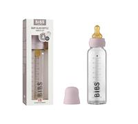 BIBS Glass Baby Bottle, 225 ml, 1-Pack, Latex Teat, Dusky Lilac