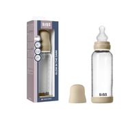 BIBS Glow Glass Baby Bottle, 240 ml, 1-Pack, Vanilla Glow | Anti-Colic | Silicone Teat | Medium Flow | Supports Breastfeeding | Made in Denmark | Familiar BIBS Teat