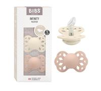 BIBS Infinity Anatomical Soother 2-Pack, BPA Free, Orthodontic Silicone Nipple, Orthodontic Nipple. Silicone, Made in Denmark, 0-6 Months (Pack of 2), Ivory/Blush