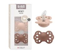 BIBS Infinity Anatomical Soother 2-Pack, BPA Free, Orthodontic Silicone Nipple, Orthodontic Nipple. Silicone, Made in Denmark, 0-6 Months (Pack of 2), Blush/Woodchuck