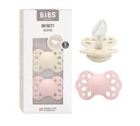 BIBS Infinity Anatomical Soother 2-Pack, BPA Free, Orthodontic Silicone Nipple, Symmetrical Nipple. Silicone, Made in Denmark, Size 2 (6-18 Months), Ivory/Blossom