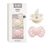 BIBS Infinity Anatomical Soother 2-Pack, BPA Free, Orthodontic Silicone Nipple, Symmetrical Nipple. Silicone, Made in Denmark, Size 1 (0-6 Months), Ivory/Blossom