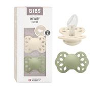 BIBS Infinity Dummy, 6-18 Months, 2-Pack, Anatomical Teat, Ivory/Sage