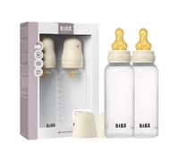 BIBS Baby Bottle 270 ml Natural Rubber Latex Nipple 2 Pack - Anti-Colic, BPA-Free, Round Nipple, Medium Flow, Lightweight & Easy to Clean, Suitable for Newborns 0+ Years - Ivory
