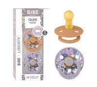 BIBS Liberty Dummies | 2 Colour Natural Rubber Latex Soothers | BPA Free Dummy | Round Nipple Pacifier | Designed & Made in Denmark | June Blossom Pumpkin Mix | Size 2 | 6+ Months