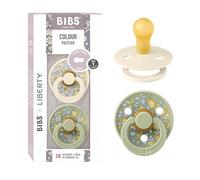 BIBS Liberty Dummies | 2 Colour Natural Rubber Latex Soothers | BPA Free Dummy | Round Nipple Pacifier | Designed & Made in Denmark | Eloise Sage | Size 1 | 0+ Months