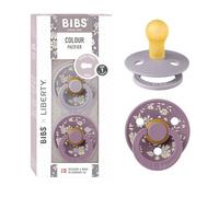 BIBS Liberty Pacifier | 2 Colour Natural Rubber Latex Soothers | BPA Free Dummy Pacifier | Round Nipple | Designed & Made in Denmark | Capel Fossil Grey