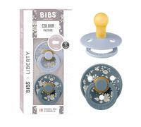 BIBS Liberty Pacifier | 2 Colour Natural Rubber Latex Soothers | BPA Free Dummy Pacifier | Round Nipple | Designed & Made in Denmark | Capel Dusty Blue