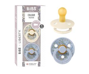 BIBS Liberty Pacifier | 2 Colour Natural Rubber Latex Soothers | BPA Free Dummy Pacifier | Round Nipple | Designed & Made in Denmark | Eloise Dusty Blue